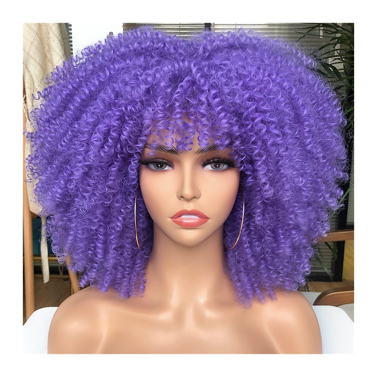 Perruque avec frange synthétique blonde 14 pouces pour femme