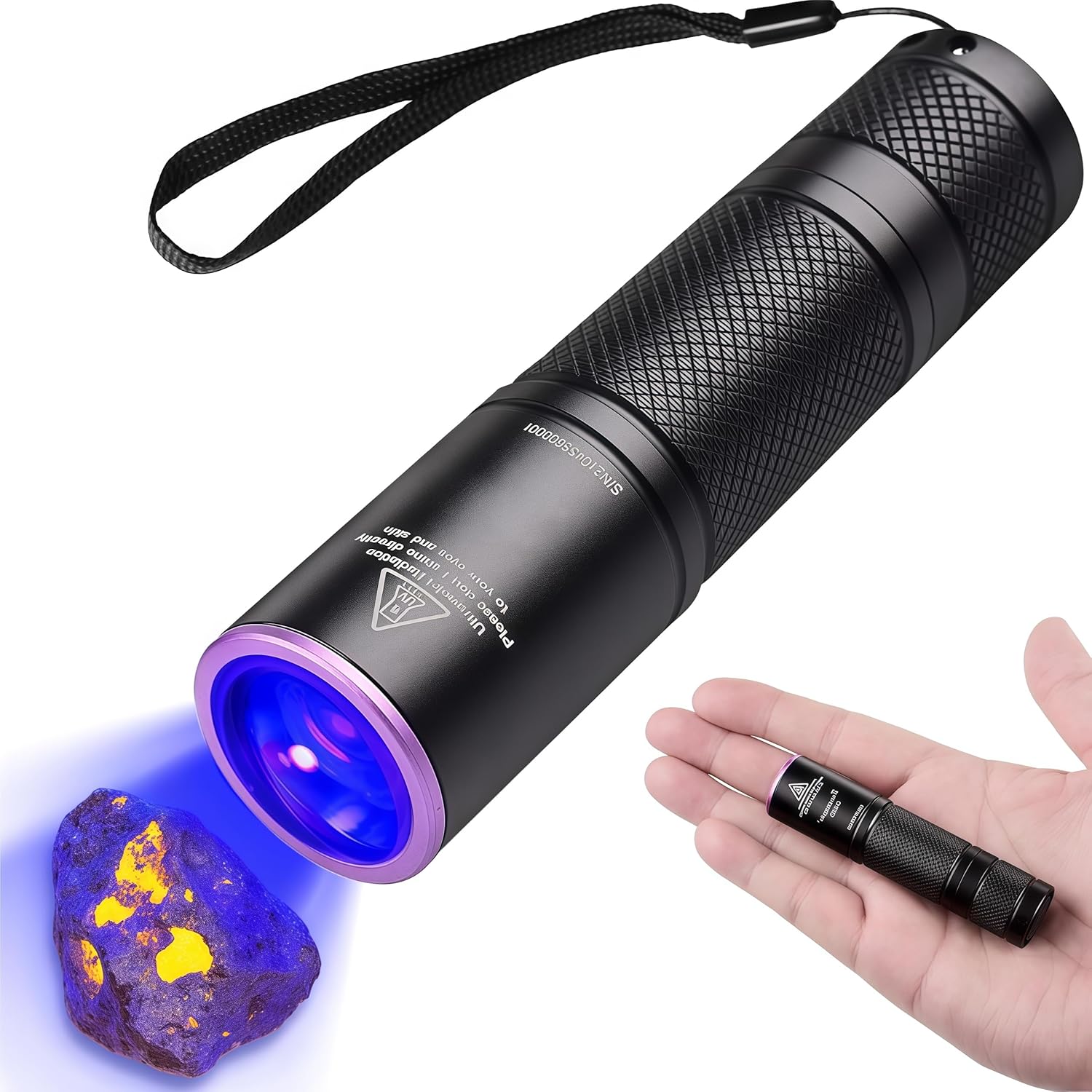 365nm Black Light Flashlight, UV Flashlight, Black Light Flashlight Mini for Pet Urine Detection, Resin Curing, Blood Tracking, A/C Leak, Scorpion, Uranium Glass