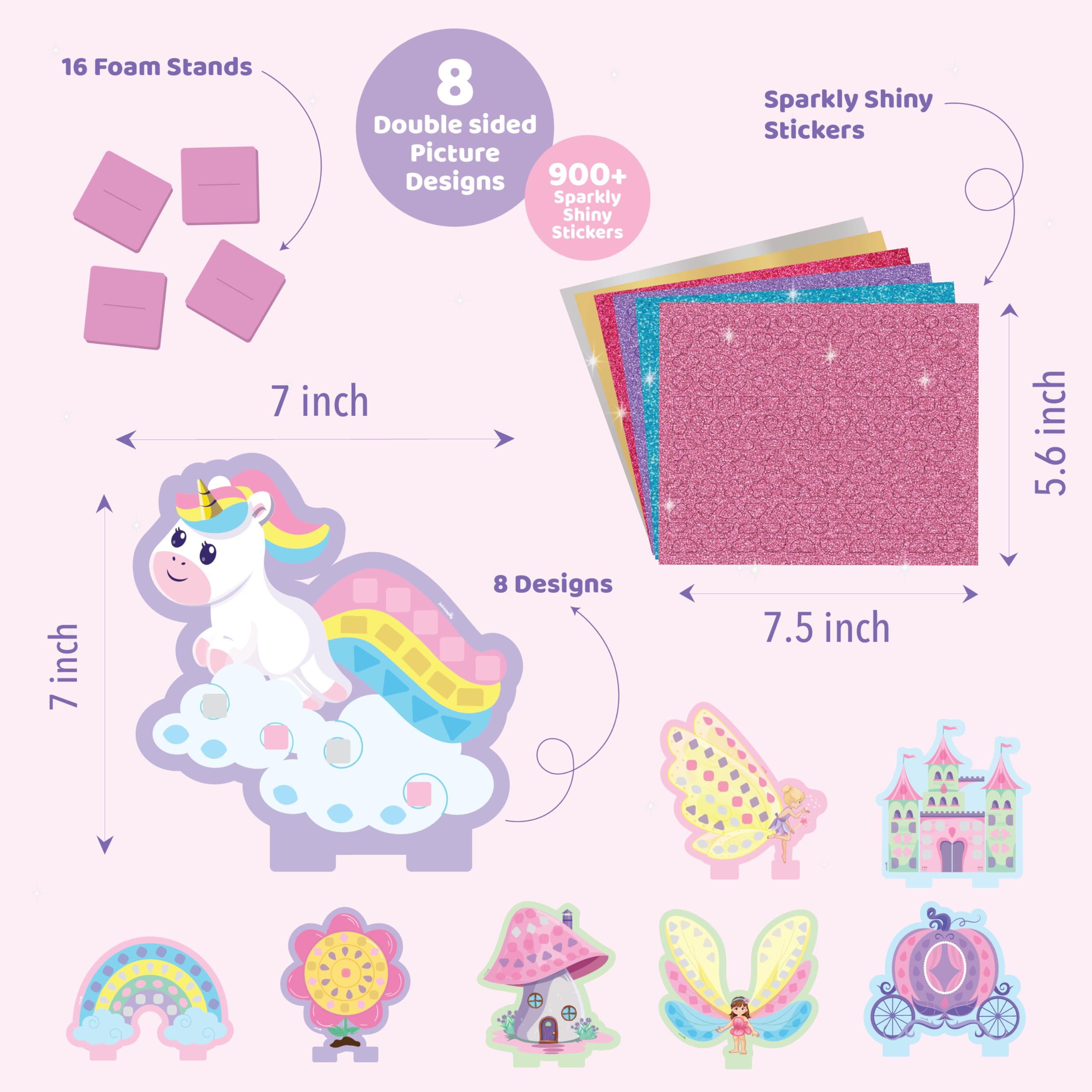 jackinthebox Art and Craft Activity Kit, Sparkly Sticker Fun Fairyland - Image 2