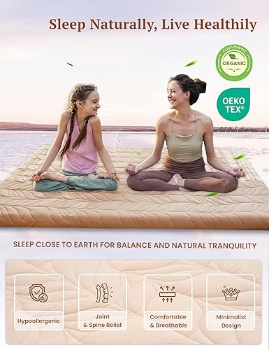 Miniatura 3 de ZonLi Colchón japonés de suelo tamaño individual, tapete de tatami enrollable de 4 pulgadas de grosor con funda lavable 100% algodón, colchón