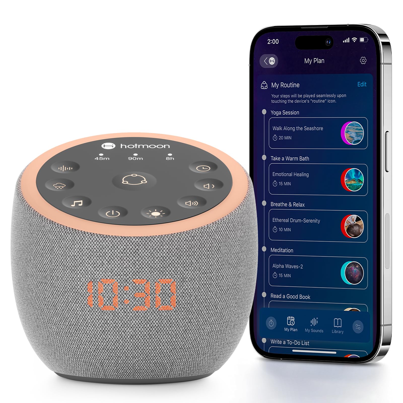 Hotmoon Cocoon Pro 2 Sound Machine 388 Soothing Sounds White Noise Machine for Babies & Adults, Smart Night Light, Sleeping Timer App Control, Brown Noise Pink Noise Block Out Office Yoga, Plug-in