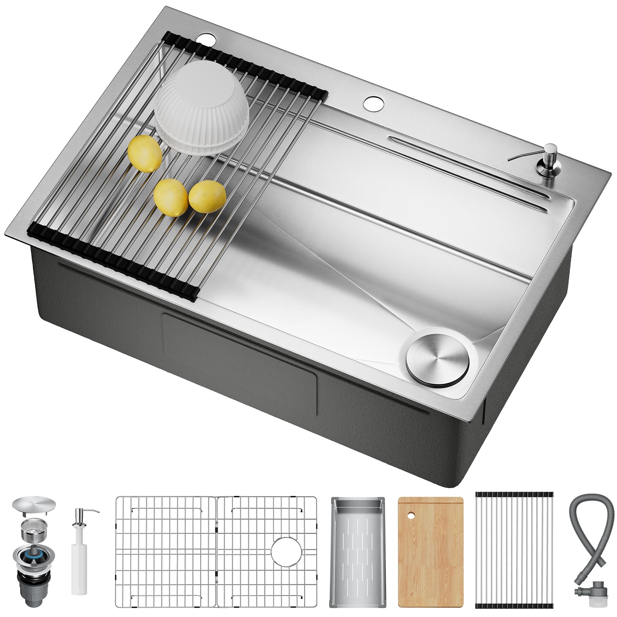CAMMOO 33X22 Drop In Workstation Sink