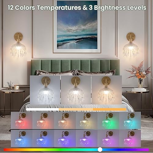 Miniatura 7 de Apliques de pared inalámbricos vintage que funcionan con pilas, luces de pared de latón antiguo con batería recargable, lámpara de pasillo de lujo