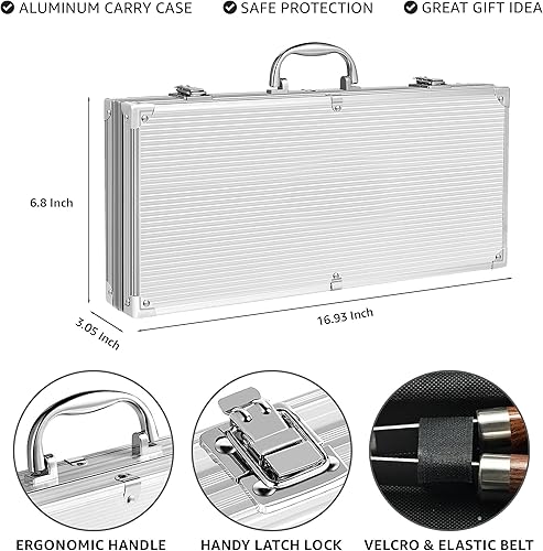 Miniatura 3 de Macorner Juego de 25 herramientas de barbacoa de acero inoxidable para hombres, accesorios de parrilla para exteriores, regalo para cumpleaños, día