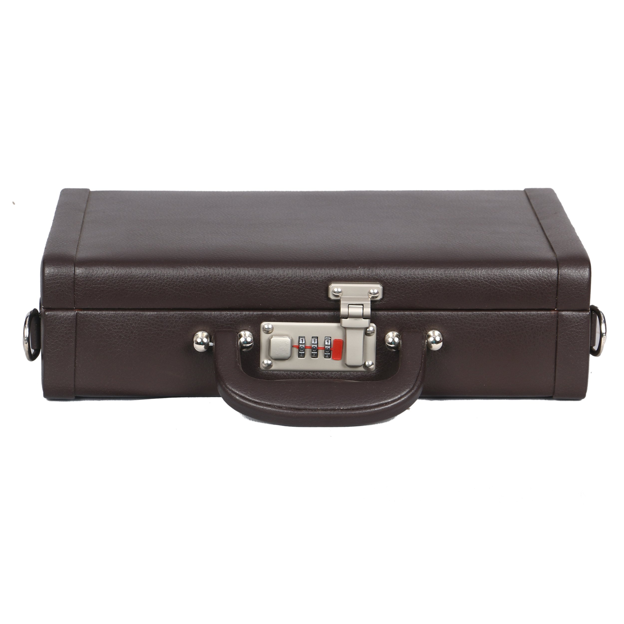 Faux Leather Mini Briefcase Brown. Dimensions: 12" x 8" x 3" (L x W x H)