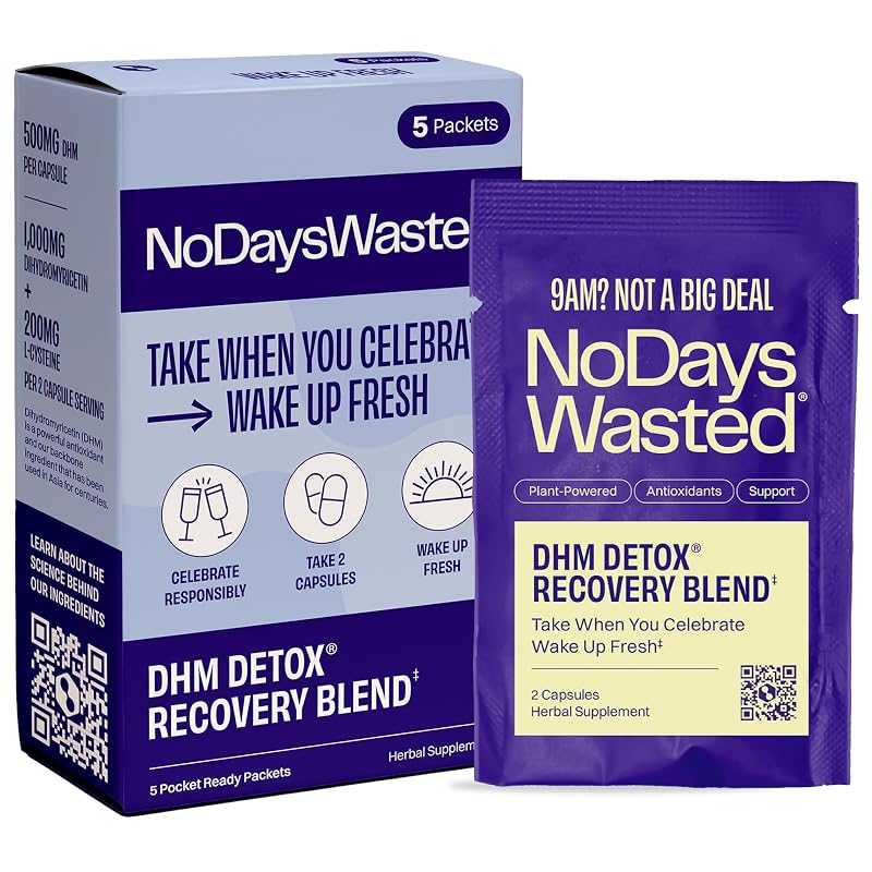 No Days Wasted — Suplemento alimentar em cápsulas com di-hidromiricetina (DHM), 10 cápsulas