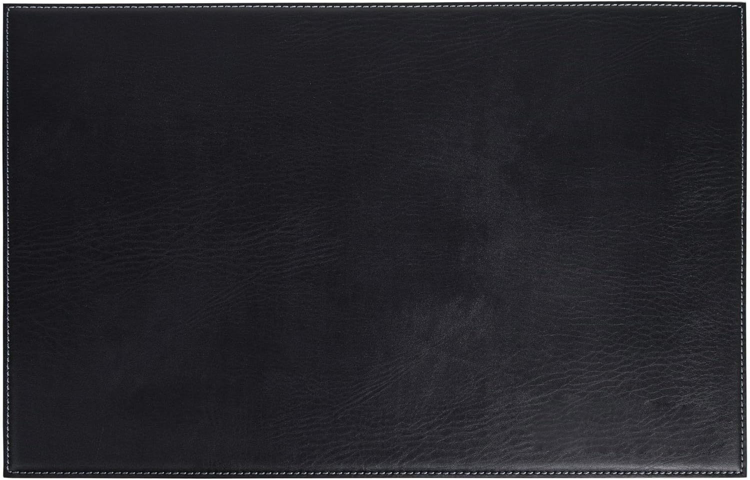 Dacasso Rectangular 17" x 12" Black Leatherette Placemat - Laptop Mat - Protective Mat