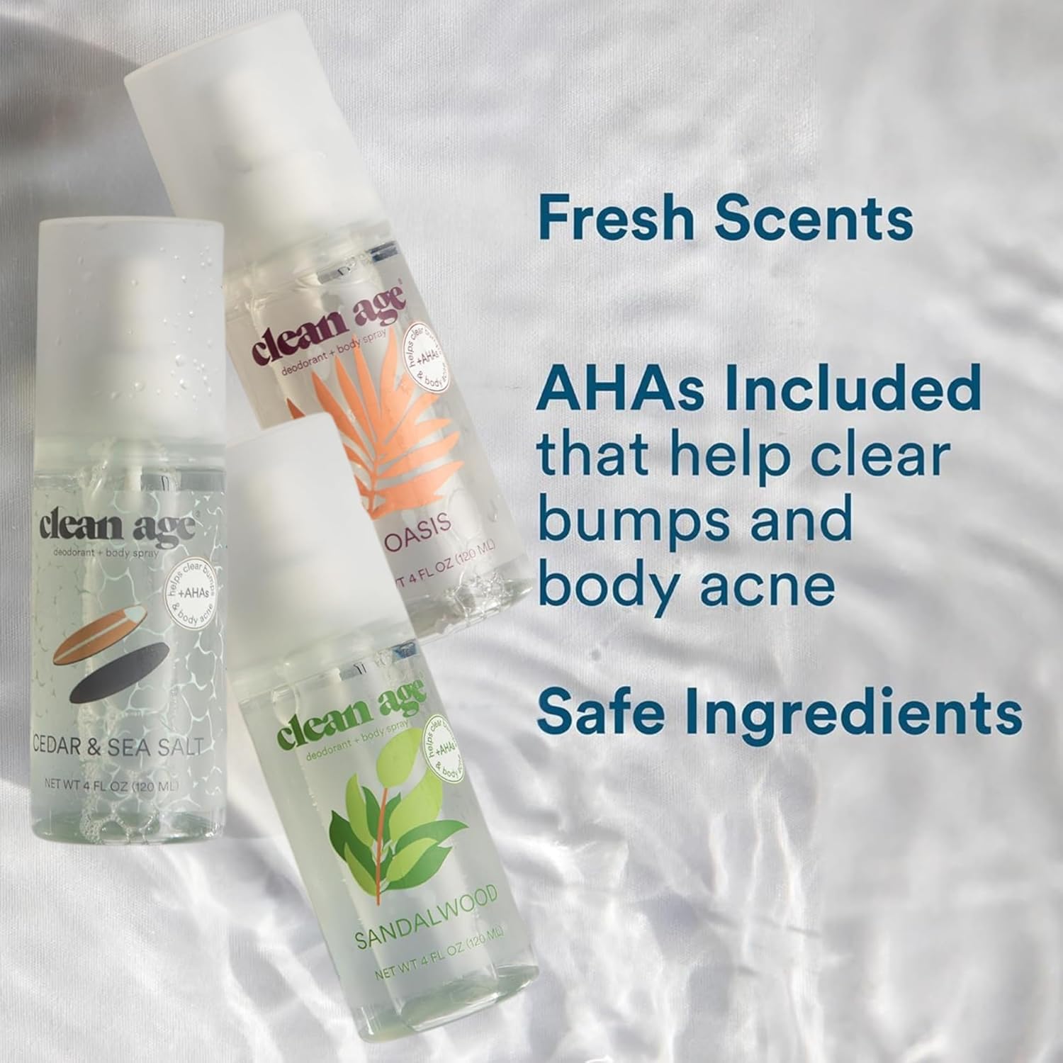 Aluminum Free Deodorant & Body Spray for Whole Body - 3 Pack 4oz ea - Wanderlust Collection (Cedar, Oasis and Sandalwood) - Clean Deodorant and Body Spray for Teen Boys and Girls