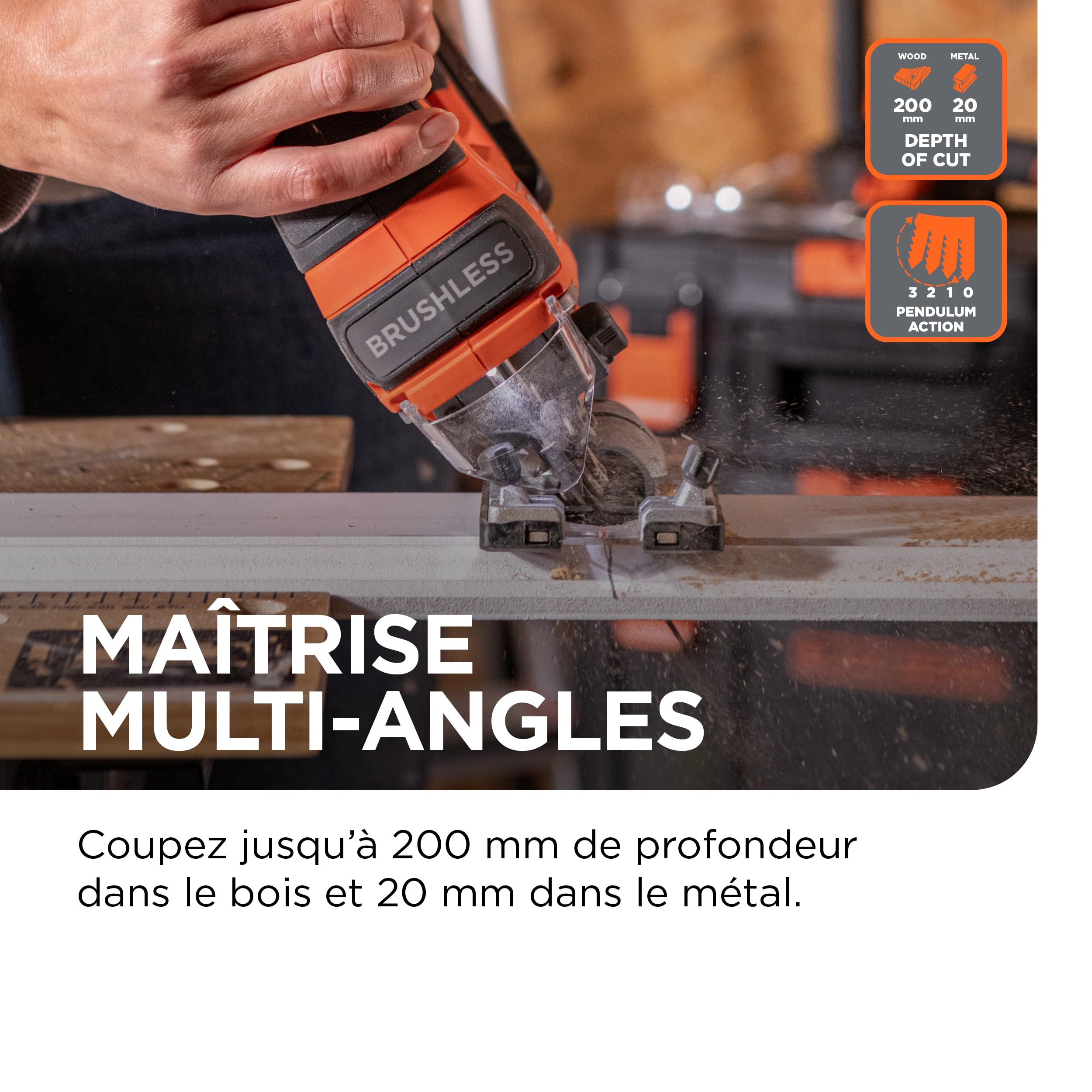 BLACK+DECKER Scie sauteuse sans fil Brushless, outil seul 18V, avec 6 lames, batterie non incluse, BLCJS78NZ-XJ