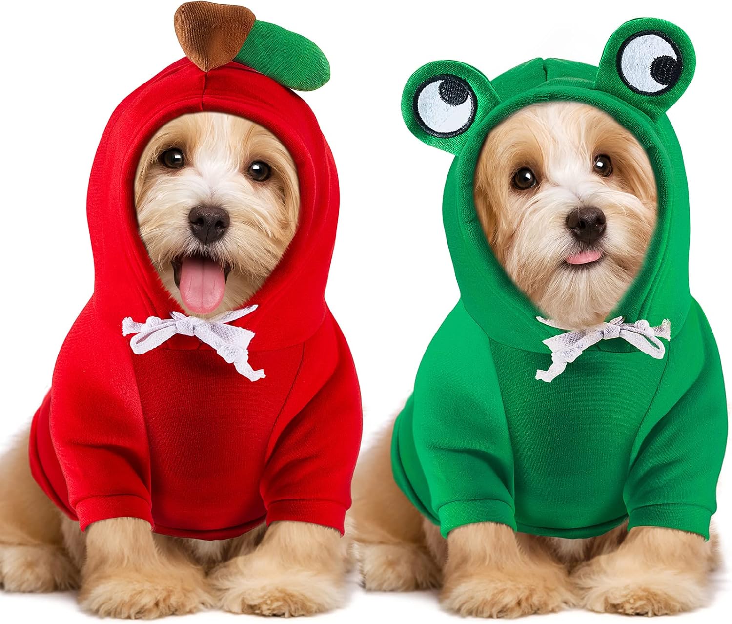 2 Hoodies para Perro con Forma de Rana y Manzana, Suéter Abrigado Talla M