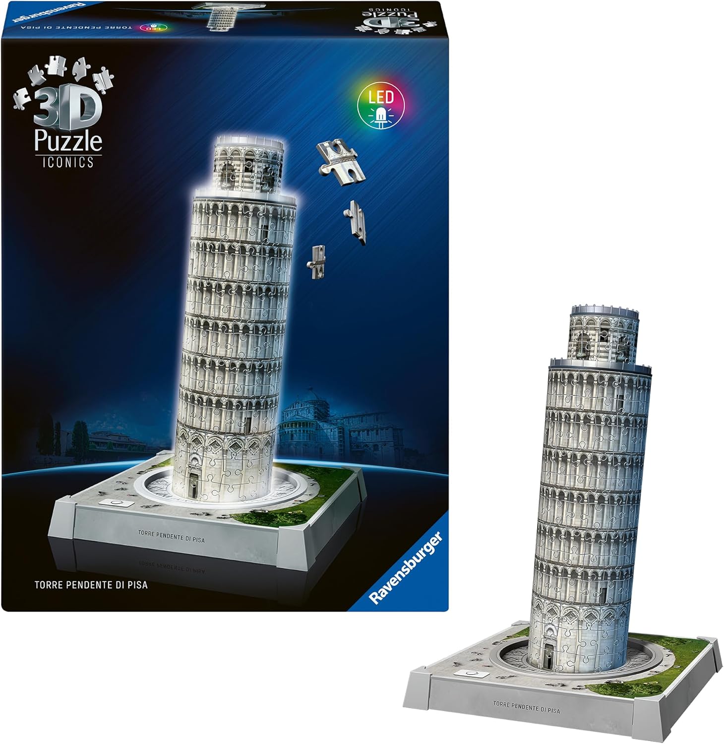 Ravensburger Iconics: Torre Pendente di Pisa 3D Puzzle with Light for Kids 8+