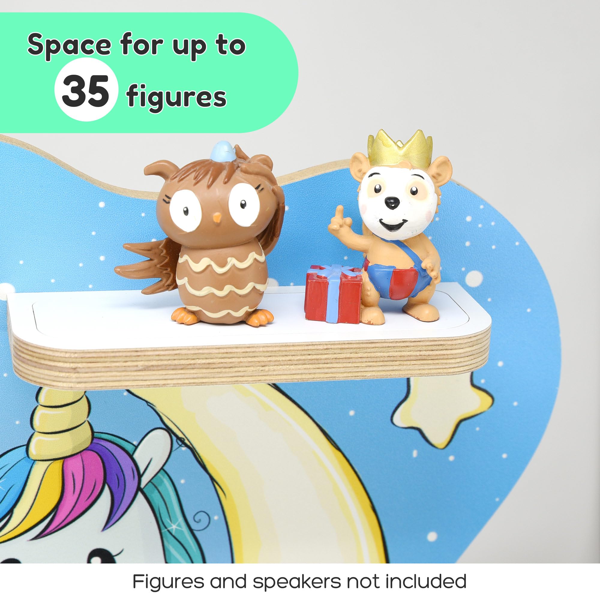 stadtecken wooden shelf for music box I Suitable for the Toniebox and Tonies I Perfect Tonie storage in the children's room I For standing up or hanging up (Night Owl - Image 4