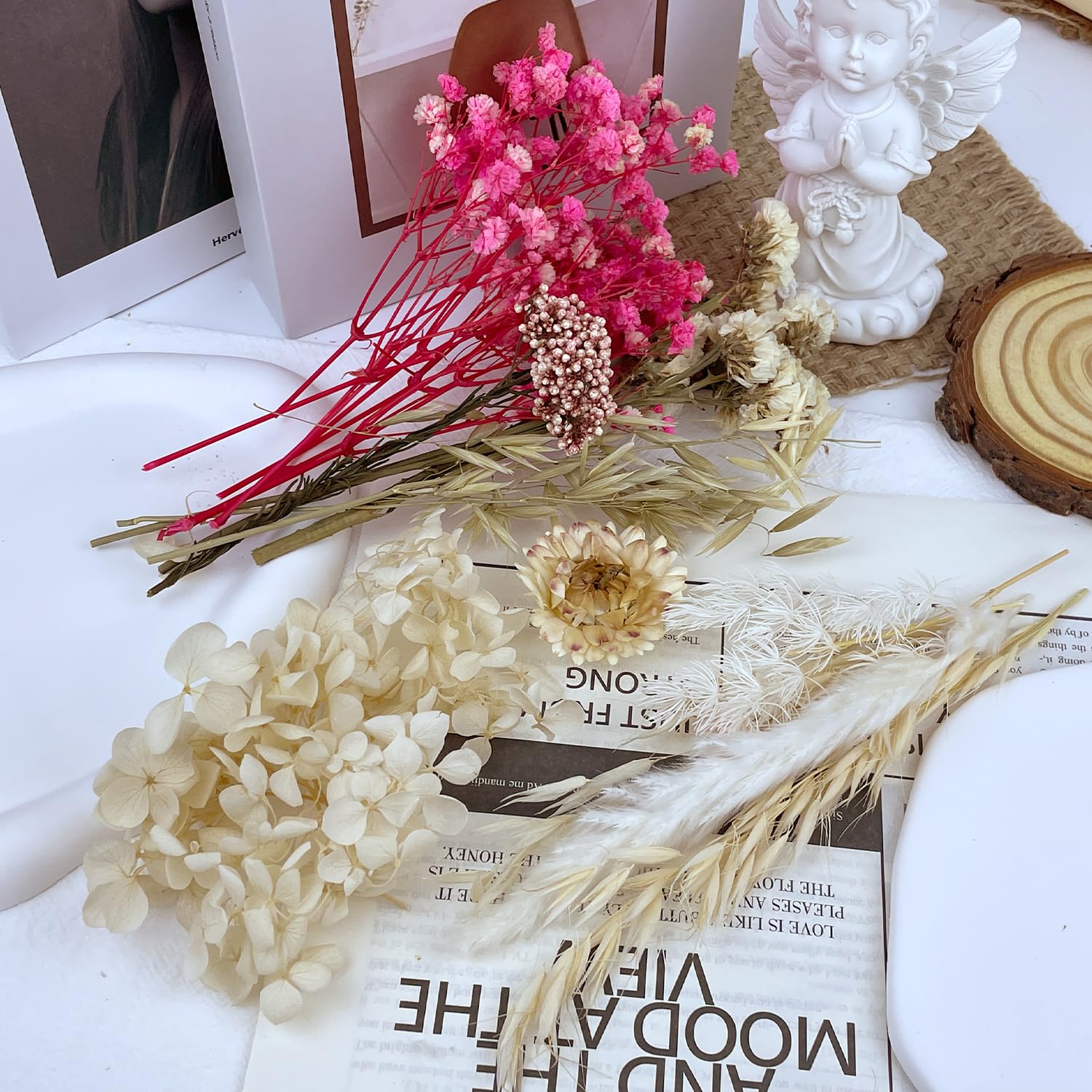 Dried & Pressed Flowers - Crafts for DIY Arts Resin, Scrapbooking, Jewelry Making & Floral Decorations (Pink & White) - Image 4