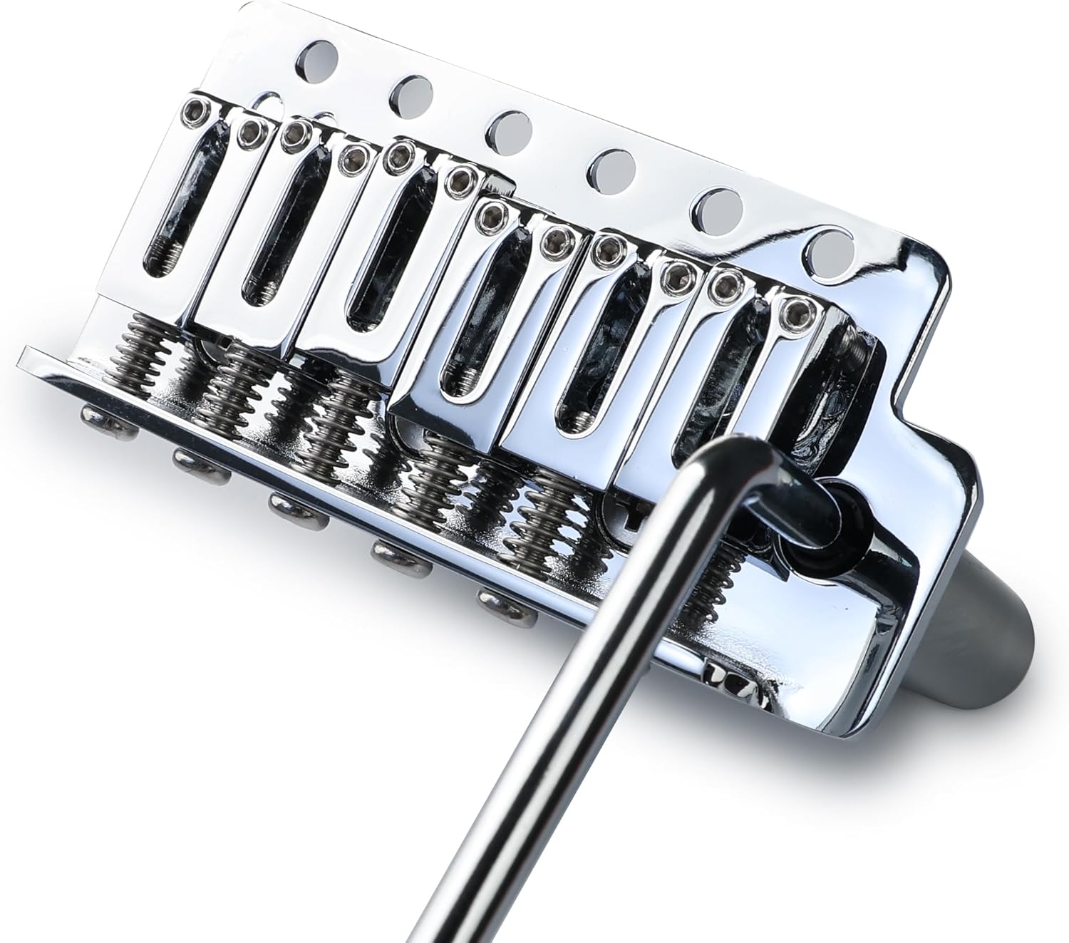 10.5mm Electric Guitar Bridge 6 Point tremolo bridge Zinc Alloy Block Saddles Stainless Steel Plate Compatible with Stratocaster Start Guitar Replacement Parts (Glossy Chrome)