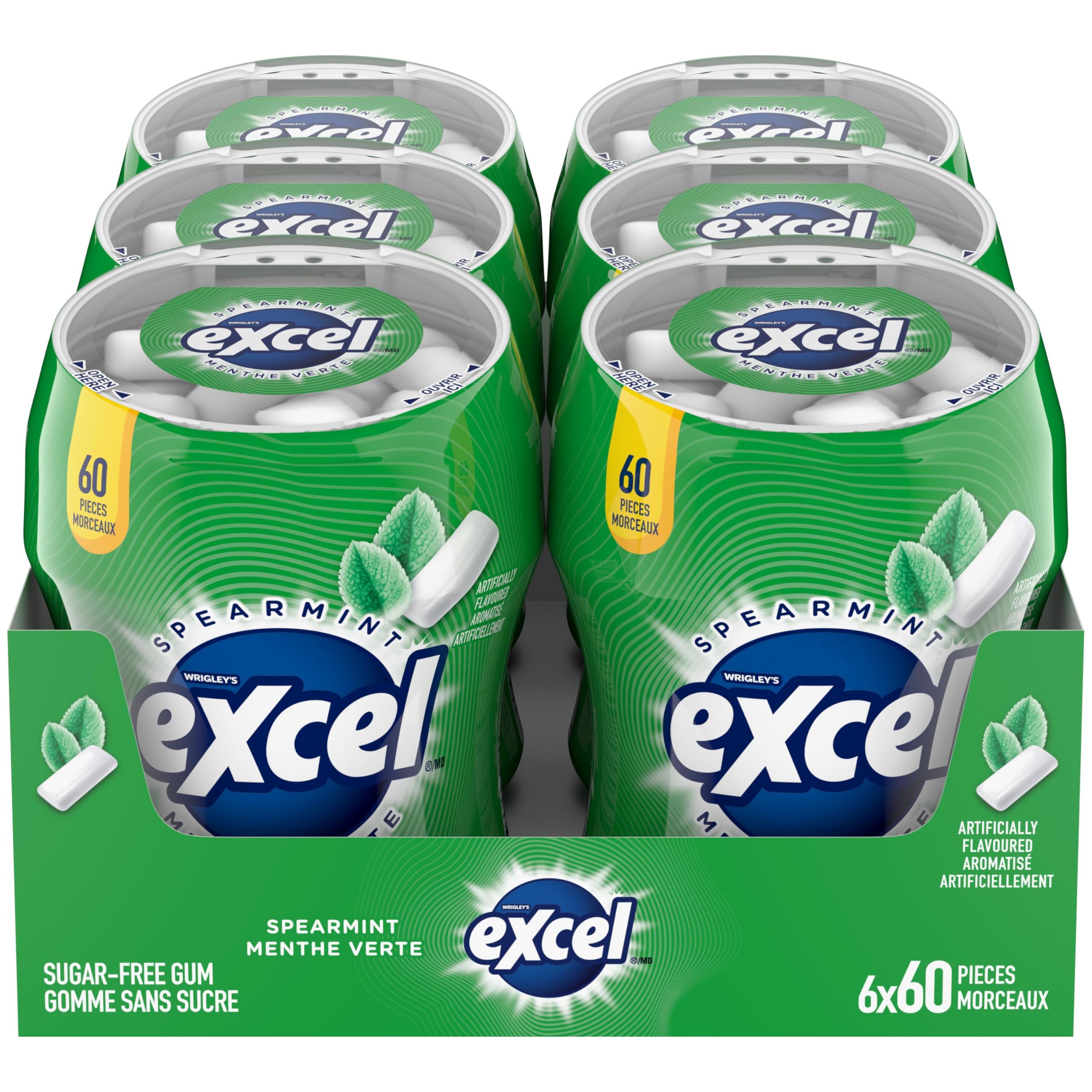Amazon.com : Excel Sugar-Free Gum, Spearmint, 6x60ct, 360 Pieces