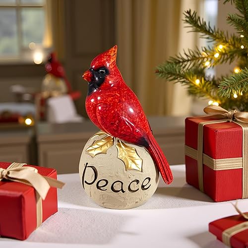 Miniatura 4 de Comfy Hour Joyful Holiday Collection - Figura de pedestal de piedra cardenal roja de 6 pulgadas, pájaro de alto brillo, decoración ideal de Navidad