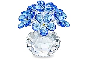 H&D HYALINE & DORA Blue Crystal Figurine Forget Me Not,Crystal Flower Gifts...