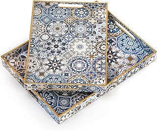 26 Black and White Kitchen Ideas That Never Go Out of Style 138 Hiceeden Set of 2 Decorative Serving Trays with Handles, Boho Tea Trays ...