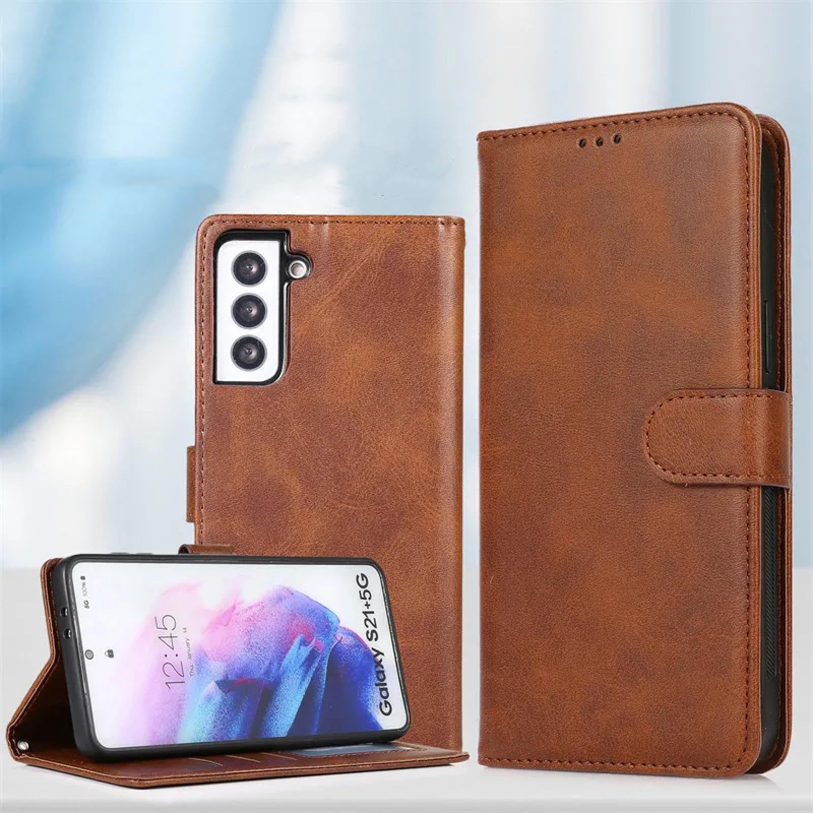 Étui Portefeuille magnétique en Cuir pour Samsung S9 (Marron)