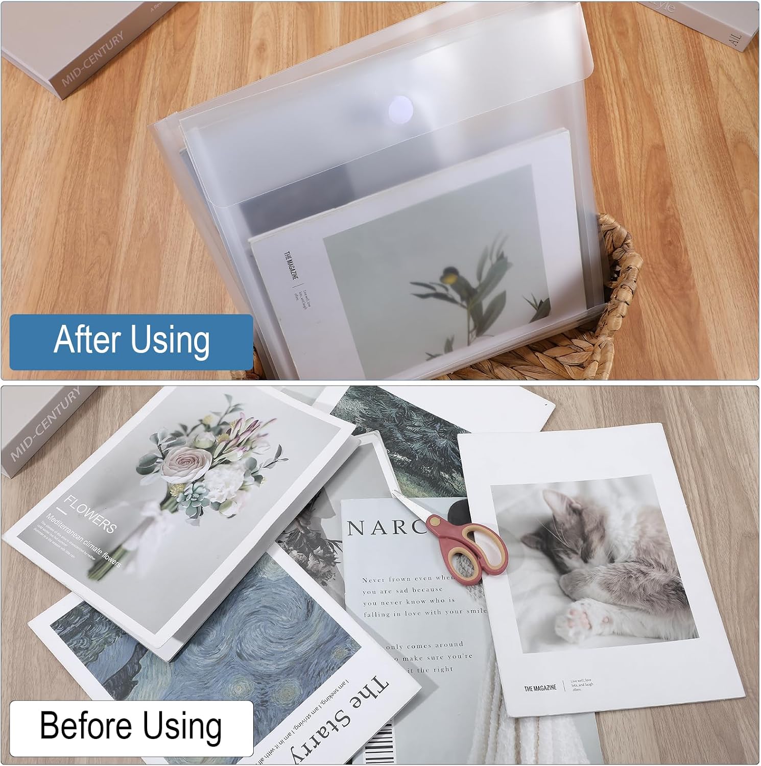 Afcabakila 24Pcs Scrapbook Paper Storage 12 x 12 Paper Storage Top Loading Plastic Scrapbook Storage Box Reusable Clear Scrapbook Paper Organizer for Holding Scrapbook Paper Photos Vinyl Sheets Files