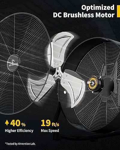 Miniatura 2 de AI-F601 Ventilador de batería recargable de 15600 mAh, ventilador de piso industrial negro de alta velocidad de 16 pulgadas, ventilador de