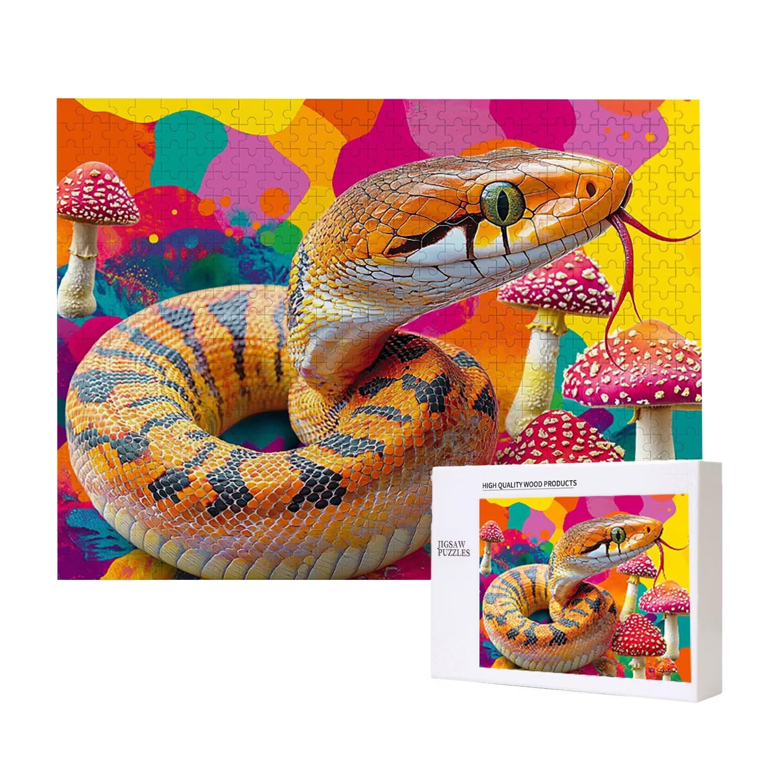 Drewniane puzzle dla dorosłych 1500 sztuk | Kolor węża | Zabawki edukacyjne | Puzzle dla dorosłych i dekoracje rodzinne | Rozmiar 87 x 57 cm | Prezent dla dorosłych | Prezenty świąteczne (rozmiar