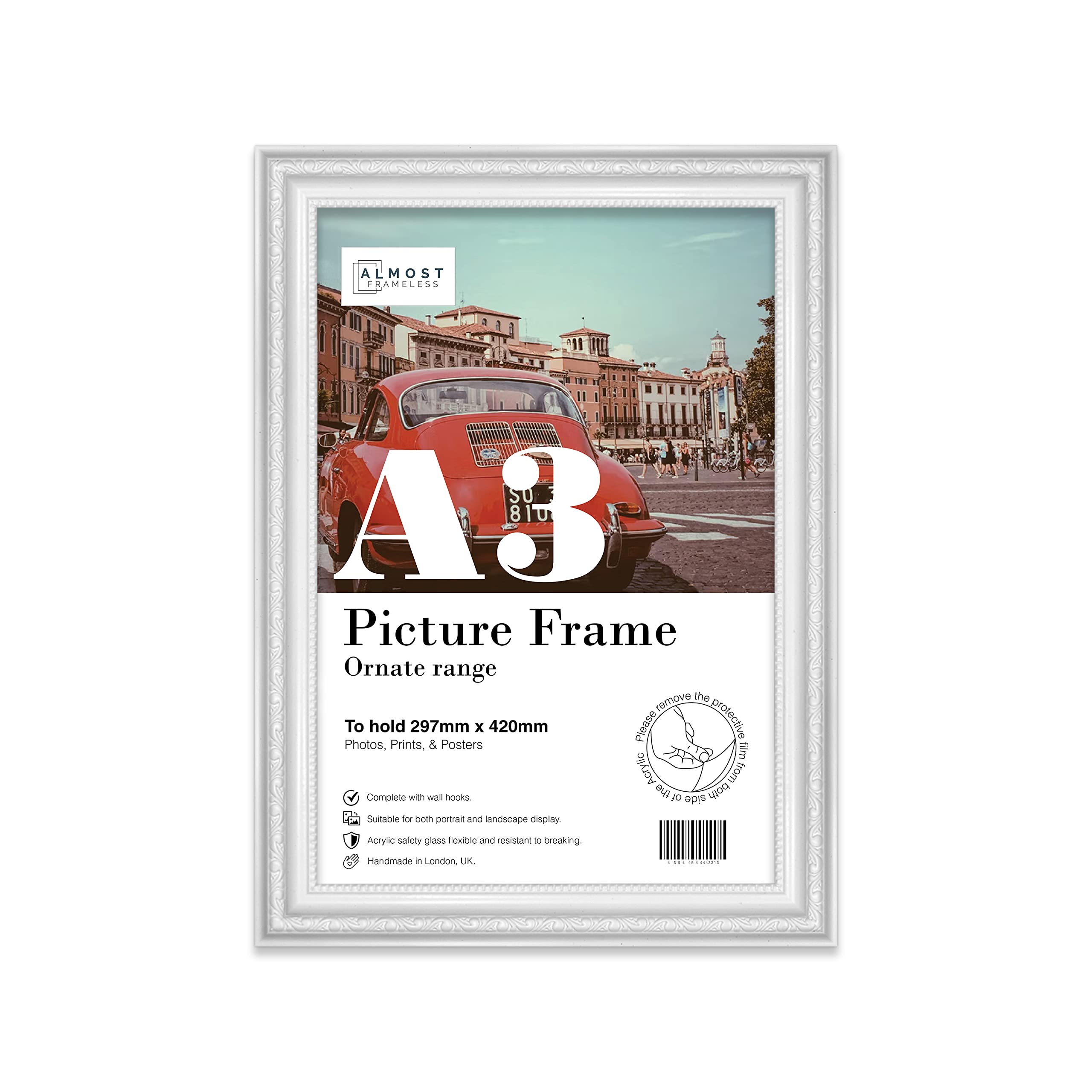 A3 White Ornate Picture Frame (42 X 29.7Cm) PosterPhotoArtworkGallery Wall Or Print from B&Q