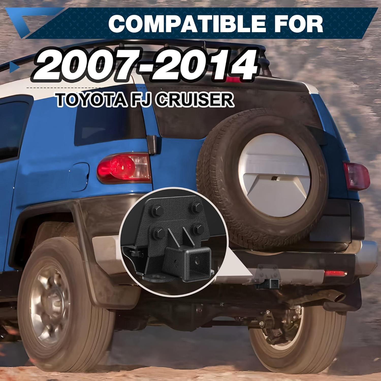 Tow Trailer Hitch Receiver Kit 2 Inch Rear Bumper Compatible with 2007-2014 Toyota FJ Cruiser Carbon Steel Class 3 Hitch 3500lbs Towing, E-Coating, Powder-Coated Finish