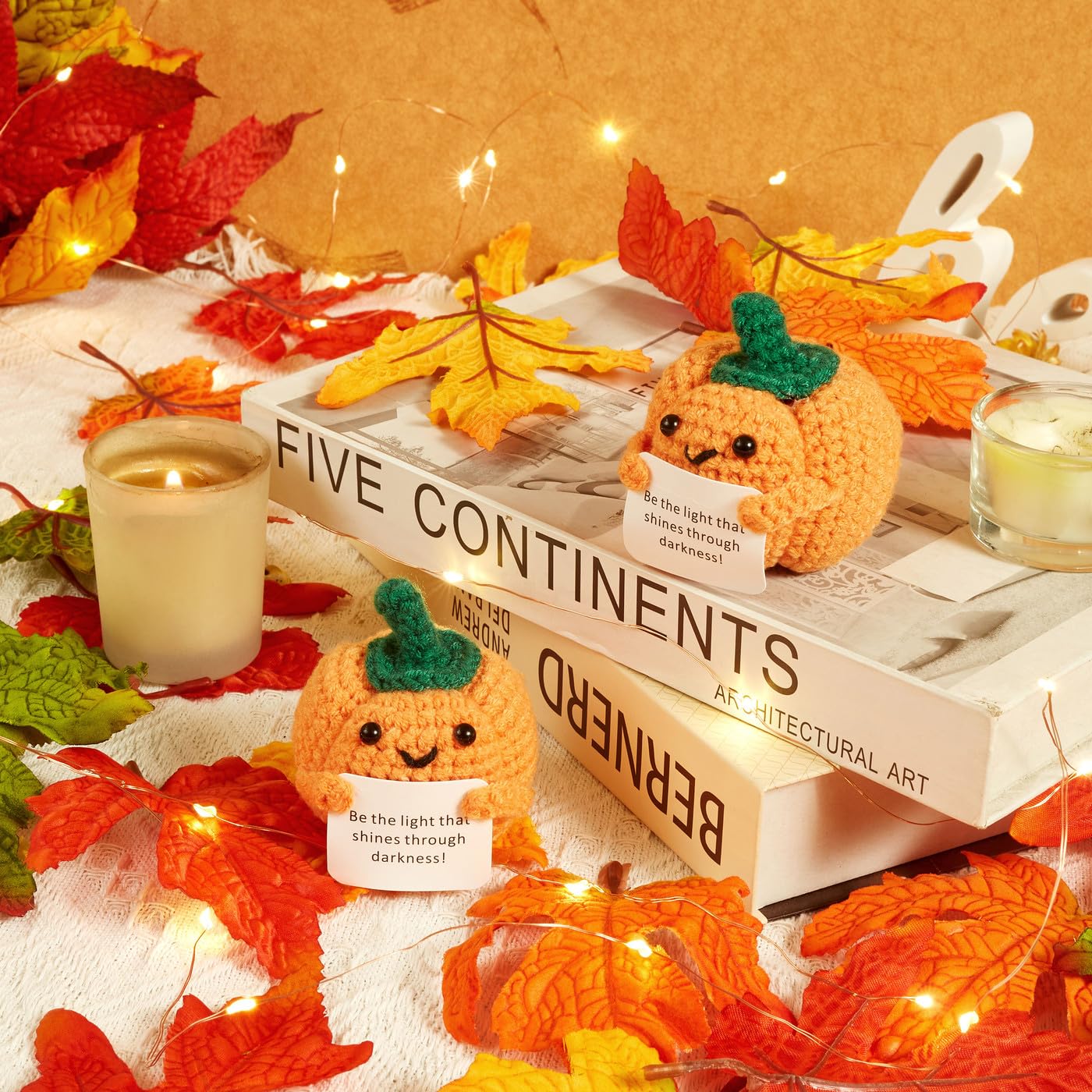 AWARDSEN Pumpkin Decor Emotional Support Crochet Pumpkin Positive Gifts for Women Men Cute Stuff Pumpkins Ornament Autumn Decorations - Image 4