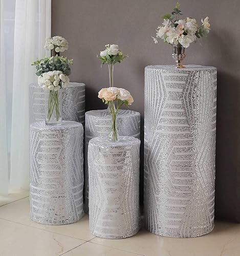 Vista 42 de Efavormart - Juego de 5 fundas de soporte para caja de exhibición cilíndrica de elastano, color negro, fundas elásticas para pilar de pedestal, 160