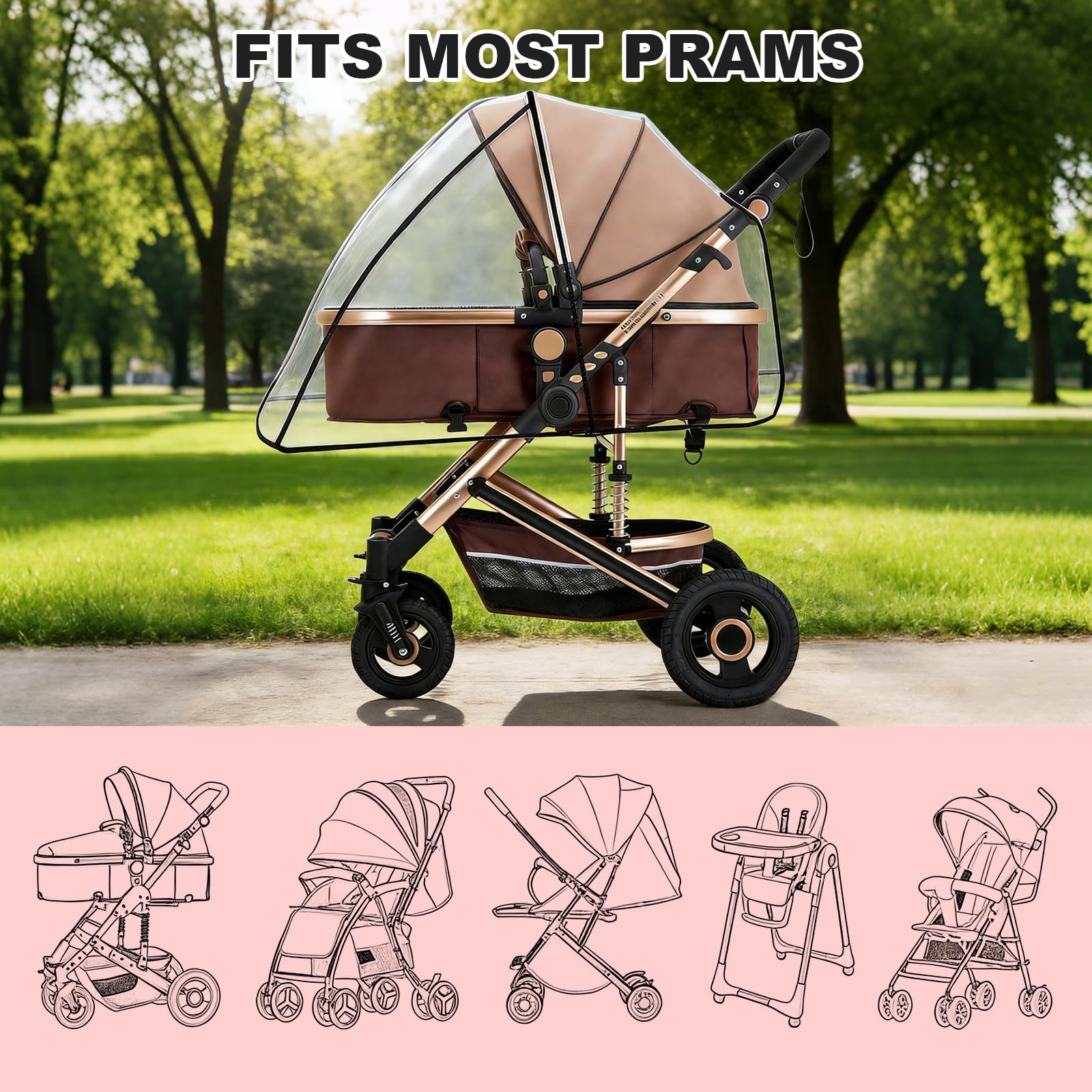 Universal Rain Cover for Pushchair Pram Wind Shield - Image 4