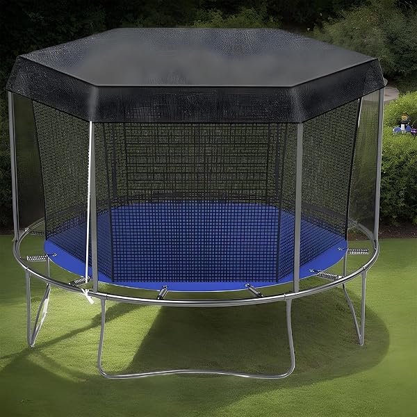 Housse d'ombrage de Trampoline, Ø183-427cm Toit Pare-Soleil pour Trampoline 6/8 Poteaux avec Cordes, Anti-UV & imperméable, Anti-poussière, Accessoires Trampolin pour Extérieur - 3