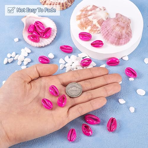 Vista 32 de Cheriswelry 10 cuentas de concha de cauri impresas con estrellas de mar sin perforar, dijes de conchas de océano, verano, playa, cuentas Estrella