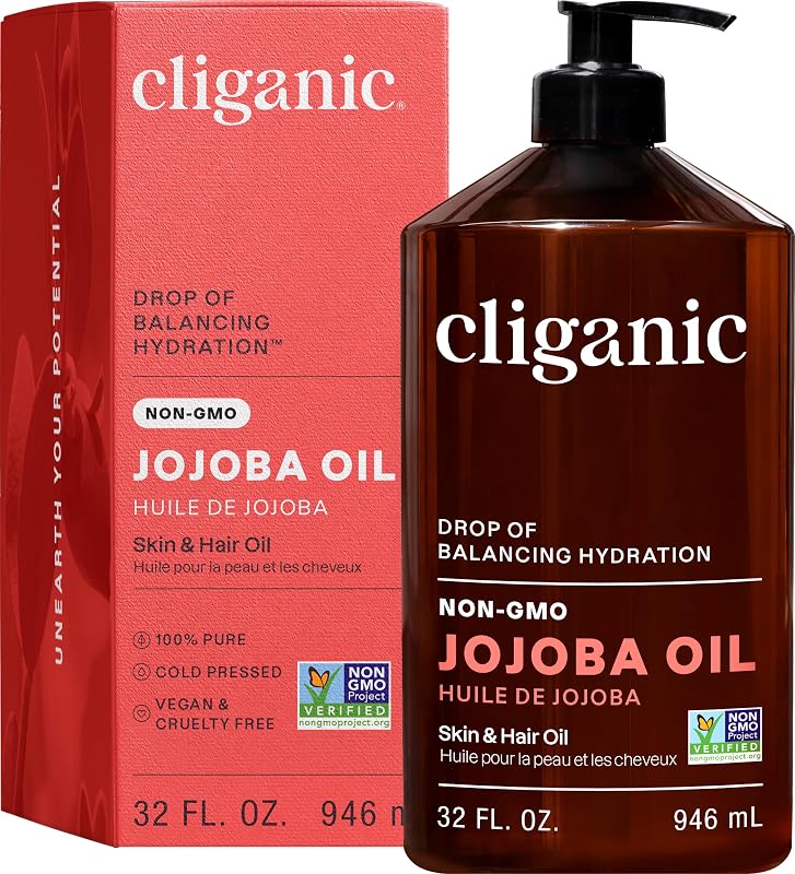 Cliganic Óleo de Jojoba 100% puro, prensado a frio, 946 mL