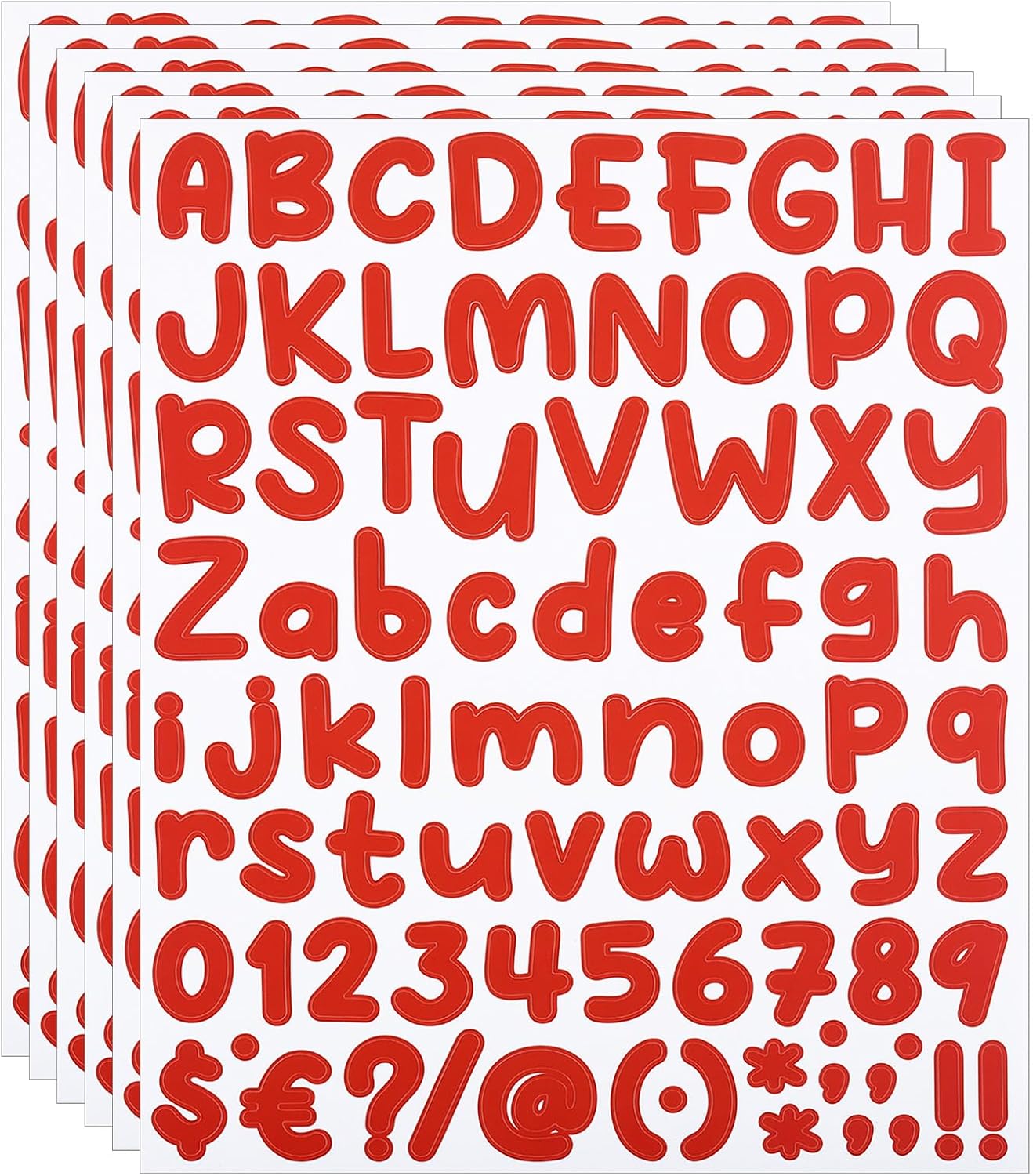 PATIKIL Alphabet Letters Numbers Stickers, 6 Sheets Self Adhesive Vinyl DIY Capital Decal Label for Mailbox Office Window Gift Box Scrapbook Decor, Red