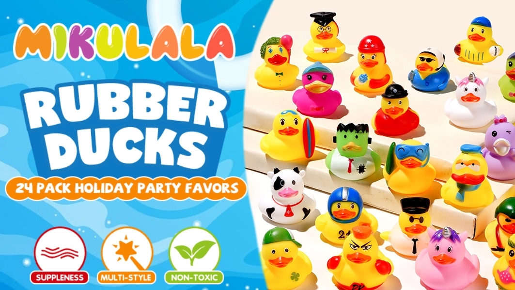 Mikulala 24 Pcs Rubber Ducks Bulk, Squeaky Novelty Floating Bath