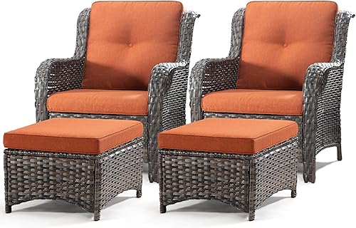 Miniatura 51 de Juego de 2 sillas de patio giratorias de 360 grados para exteriores y mesa auxiliar a juego – 3 sillas deslizantes de mimbre para patio con cojines