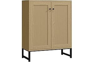 Natural 2-Door Rattan Decorated Storage Cabinet for Living Room or Kitchen