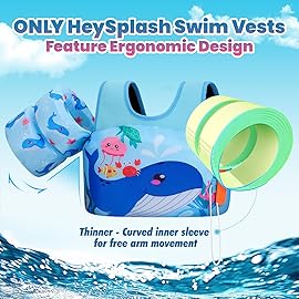 Heysplash Kids Swimming Vest, Toddler Floaties Fit 31-66 Lbs, Puddle Kids Jumper with Adjustable Strap, Swim Jacket Water Wing Arm Baby Float, Pool Sea Swimming Aid 2-7 Years, Big Blue Whale
