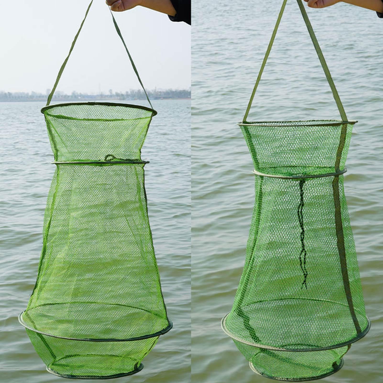 Cage en filet de pêche – Durable, résistant à la , piège à poisson coulé à la main, conception en maille pliable, panier facile à utiliser | Cage de piège à mailles de pêche, idéale pour la p