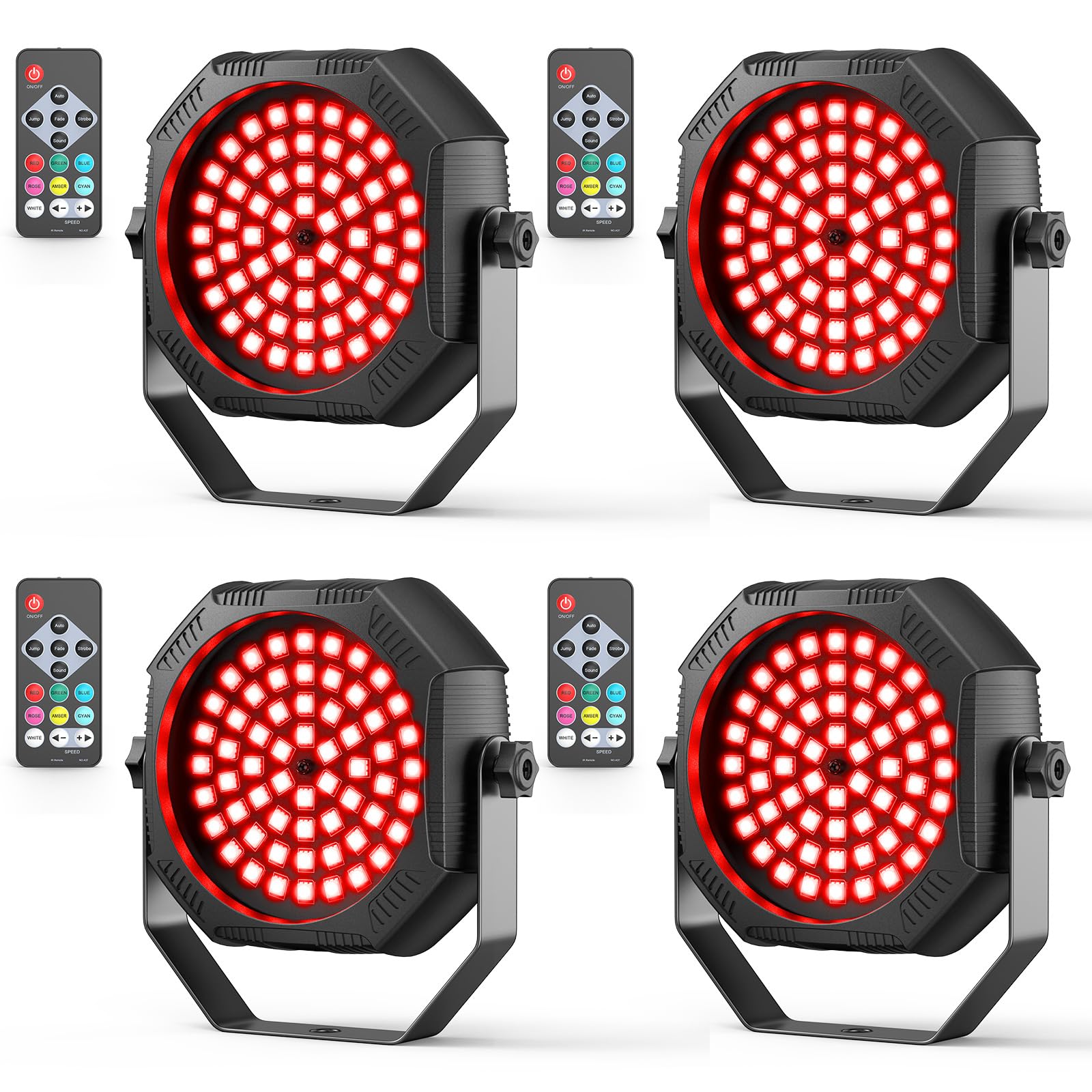 4 pezzi 30W Mini RGBW 60 LED Par faro batteria con telecomando ricaricabile luce de palcoscenico stroboscopica con Modalità Suono/Auto illuminazione luci da discoteca per festa DJ compleanno camera