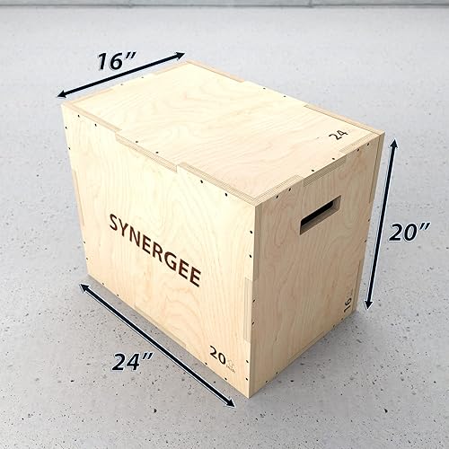 Vista 15 de Synergee 3 in 1 Wood Plyometric Box for Jump Training and Conditioning. All in One Jump Trainer. Sizes 30/24/20, 24/20/16, 20/18/16, 16/14/12 Plyo
