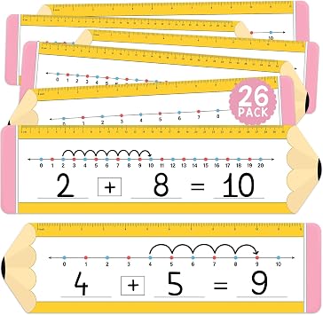 Number Line Dry Erase Boards Cards, 26 Pack 4x14 Pencil Theme