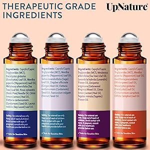 UpNature Essential Oils Roll On Set (Pack of 4) Stress Relief Gift Aromatherapy Oil - Self Care Gifts for Women