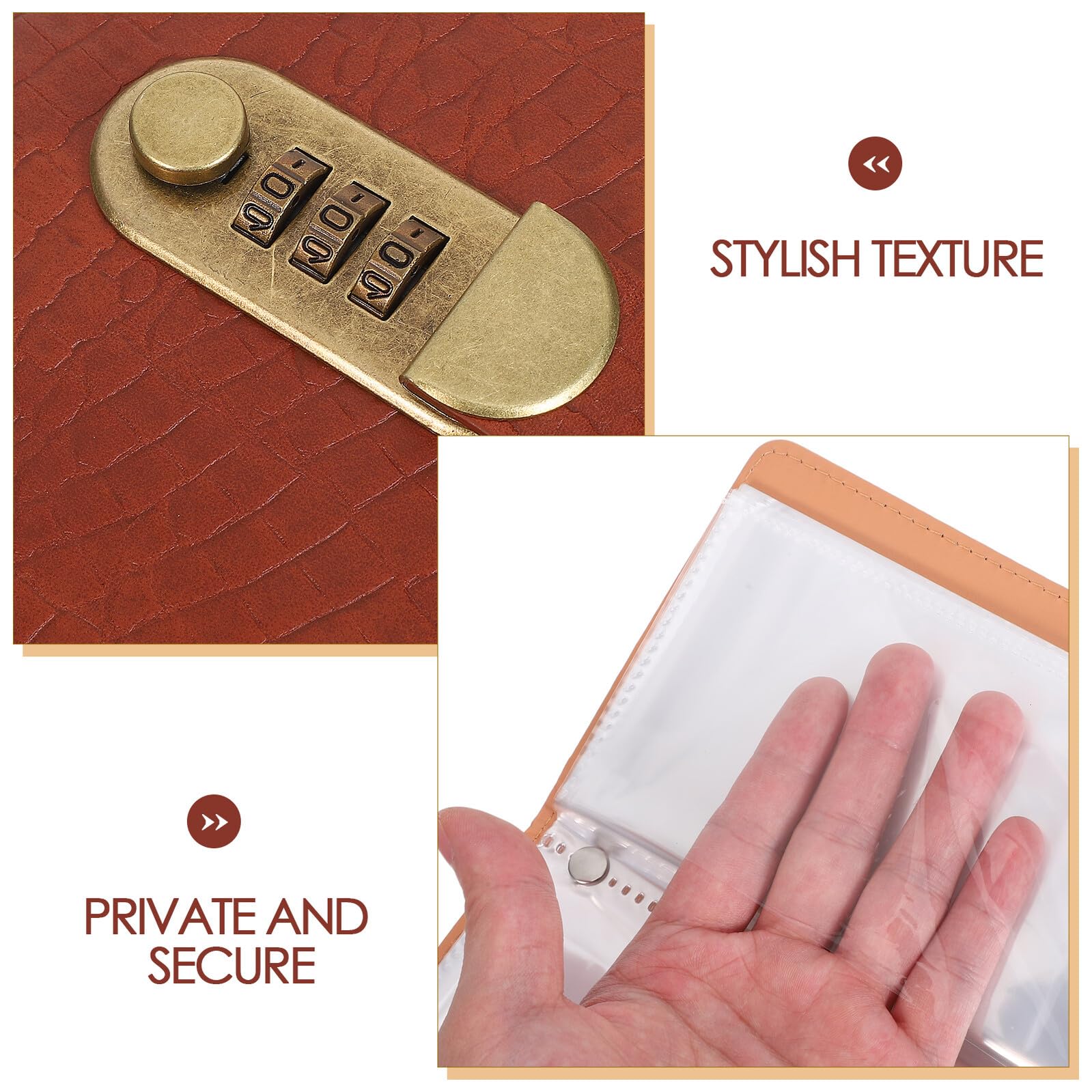 UKCOCO Carnet d'Épargne à Code Secret avec Cadenas 100 Enveloppes Numérotées Couverture en PU Motif Crocodile Marron Foncé Planificateur Budgétaire pour Gestion d'Argenté et Défis
