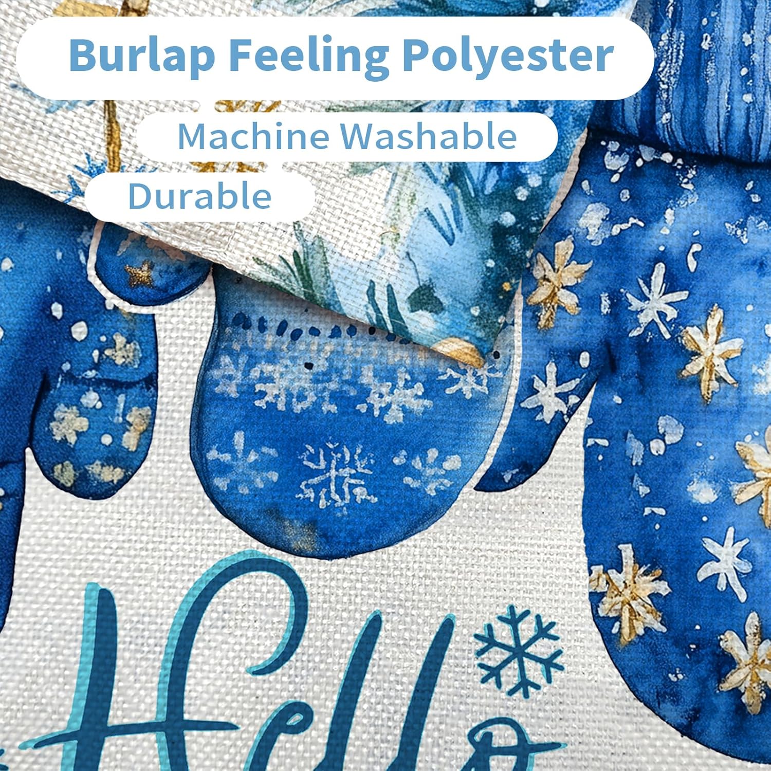 CROWNED BEAUTY Hello Winter Garden Flag Mitten 12x18 Inch Double Sided Blue Decoration for Outside Yard CF1904-12 - Image 7