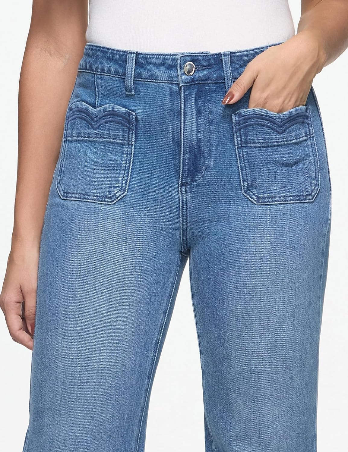 Wide Leg Jeans Woman, High Waisted Jeans for Women Trendy Stretchy Baggy Denim Pants with Pocket - Image 2