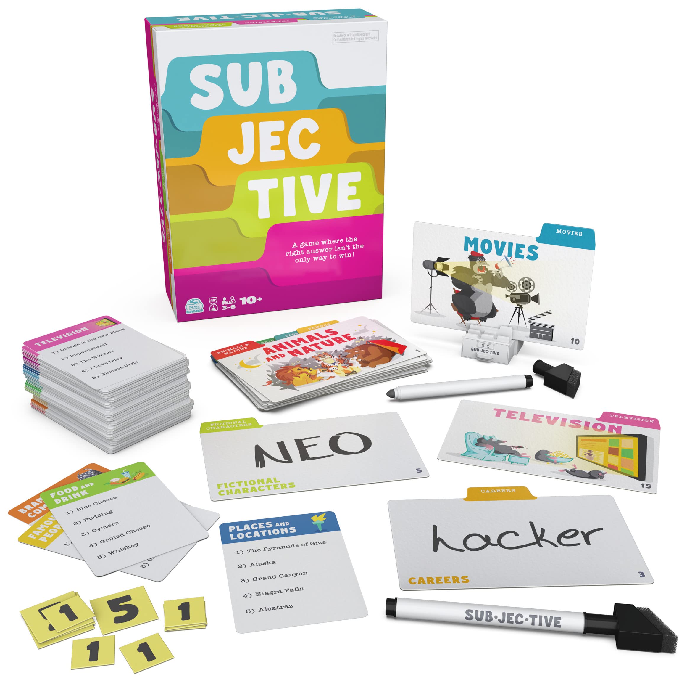 Spin Master Games, Subjektiv, ein Persönlichkeits-Trivia-Spiel für lustigen Familienspielabend, Kinderspiele, Camp-Spiele, Wortspiele, für Kinder und Erwachsene ab 10 Jahren