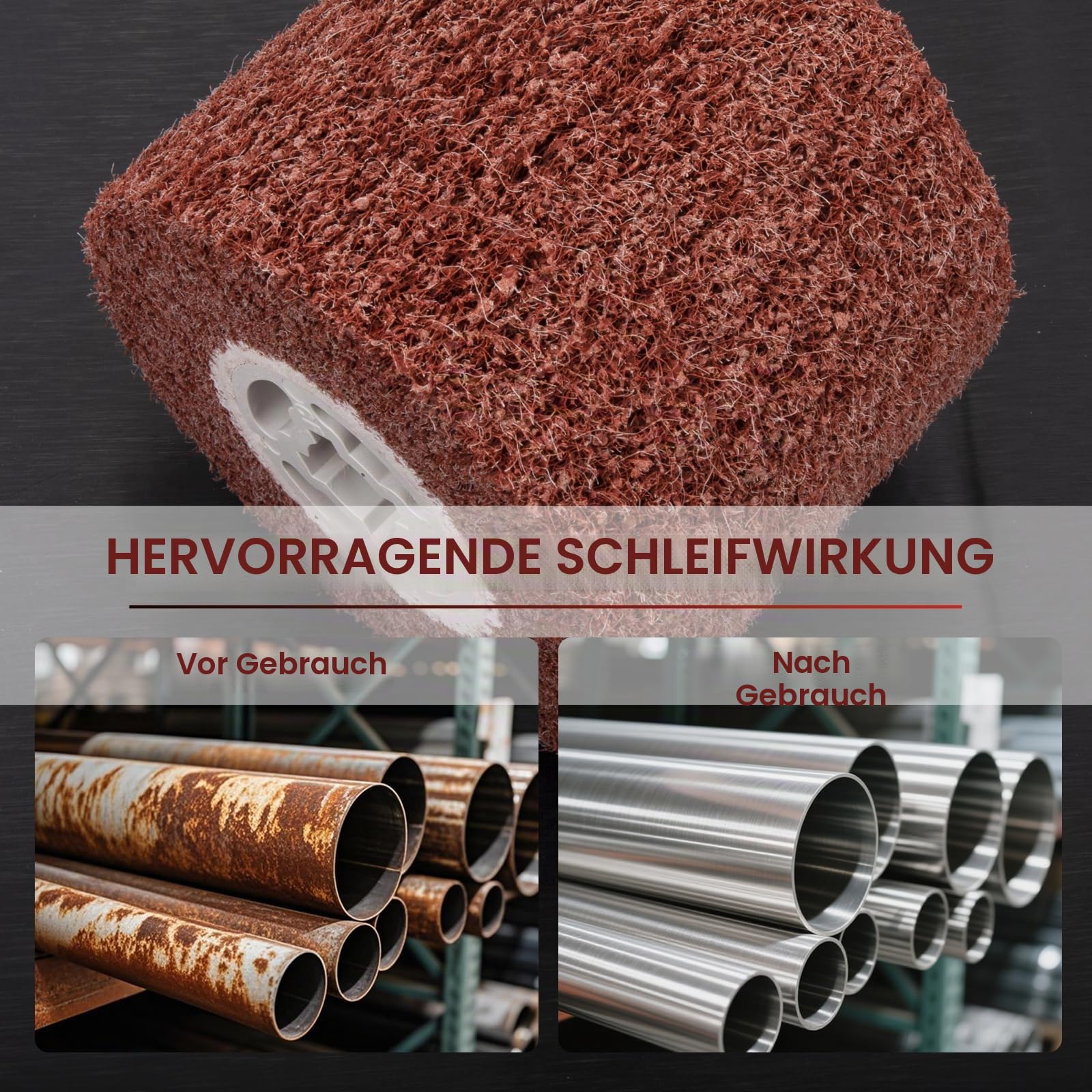 Nylonbürste Schleifwalze Bürste Satinierwalze, Schleifrolle Bürste, Schleifhülsen Für Satiniermaschine Bürstmaschine Holz Metall Oberfläche Polieren 60/80/120/180 Körnung (Nylon-120#)