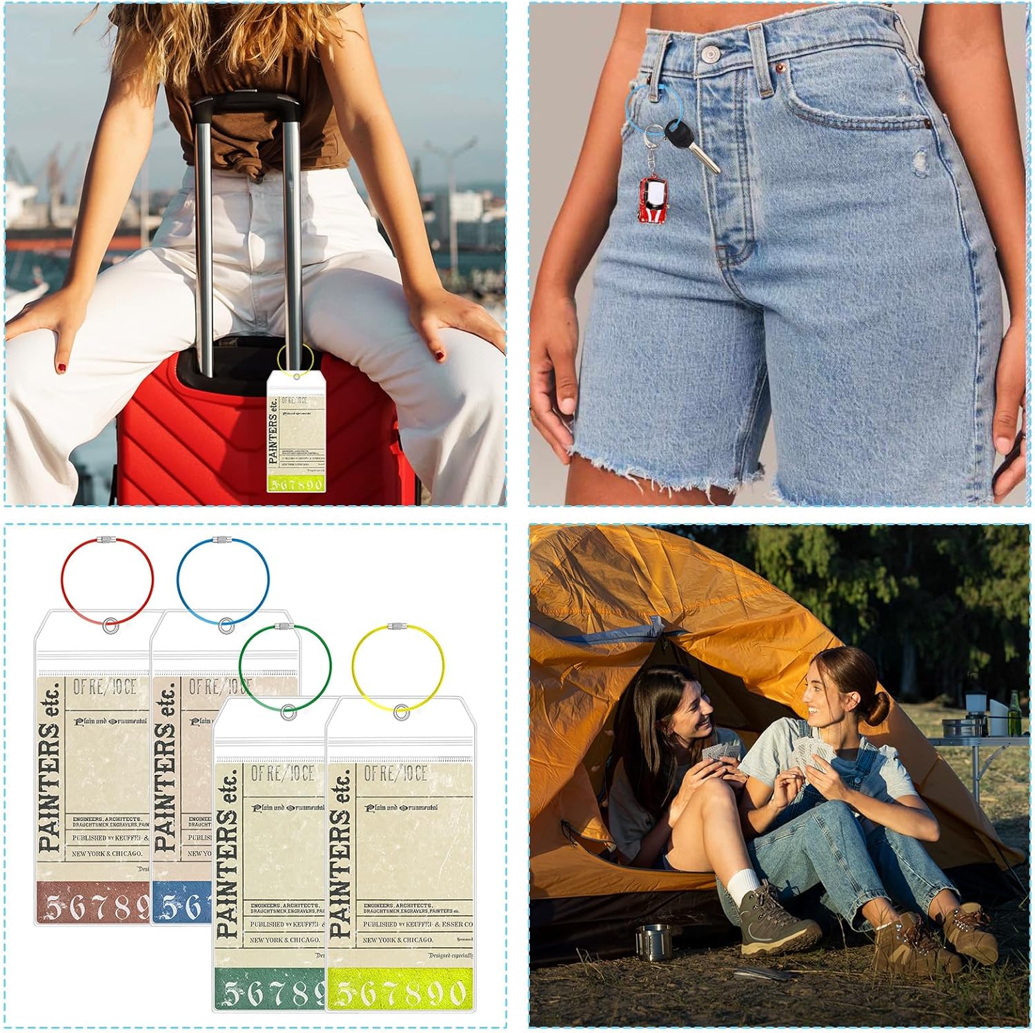 32Pcs Stainless Steel Loops, 1.5mm Multicolor 6 Inch Wire Keychain Cable Large Key Rings, Keychain Cable for Luggage Tags, Key Tags, Keyrings, Kitchen Utensils - Image 3